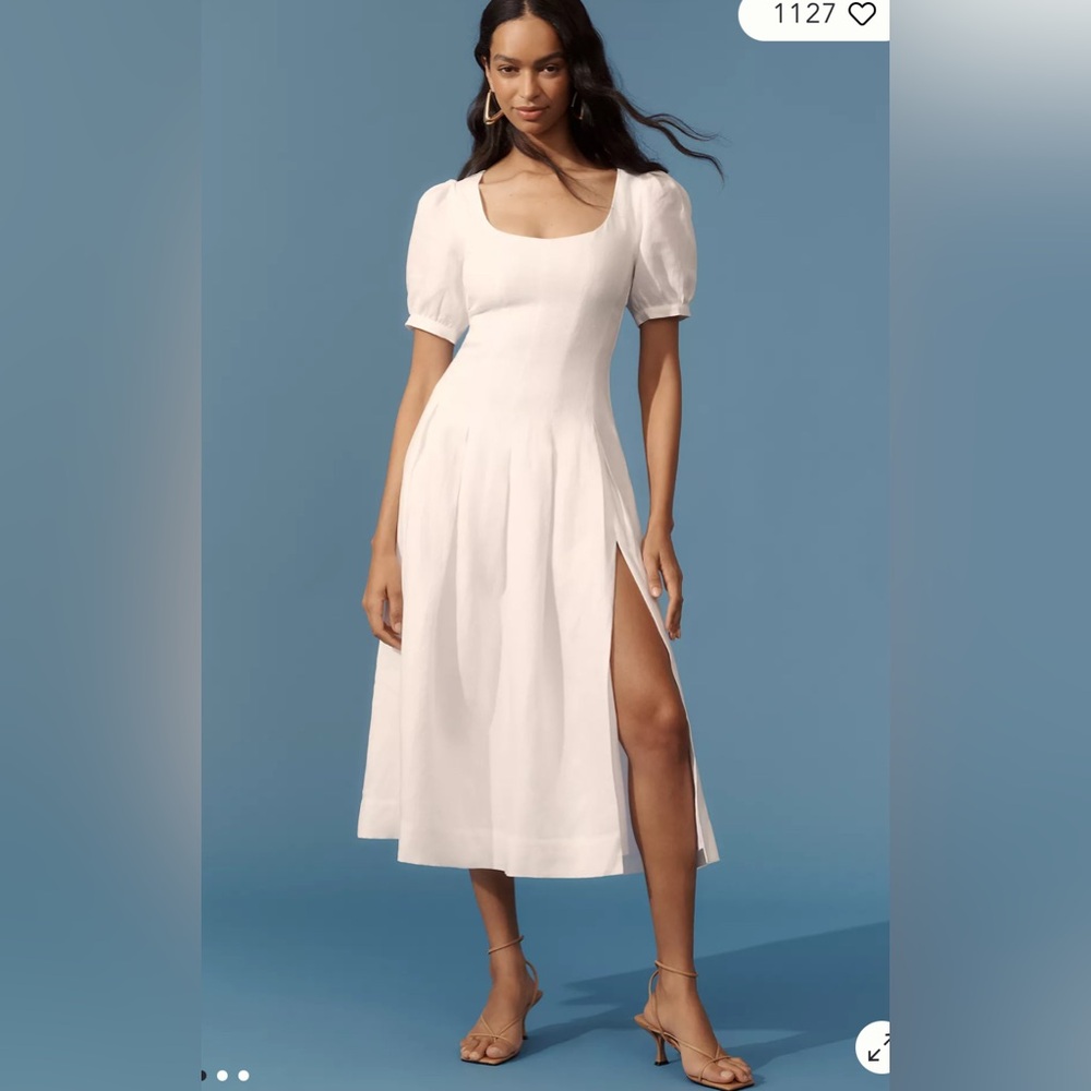 NWOT Reformation Coucou Linen Midi Dress Sz 2 white midi